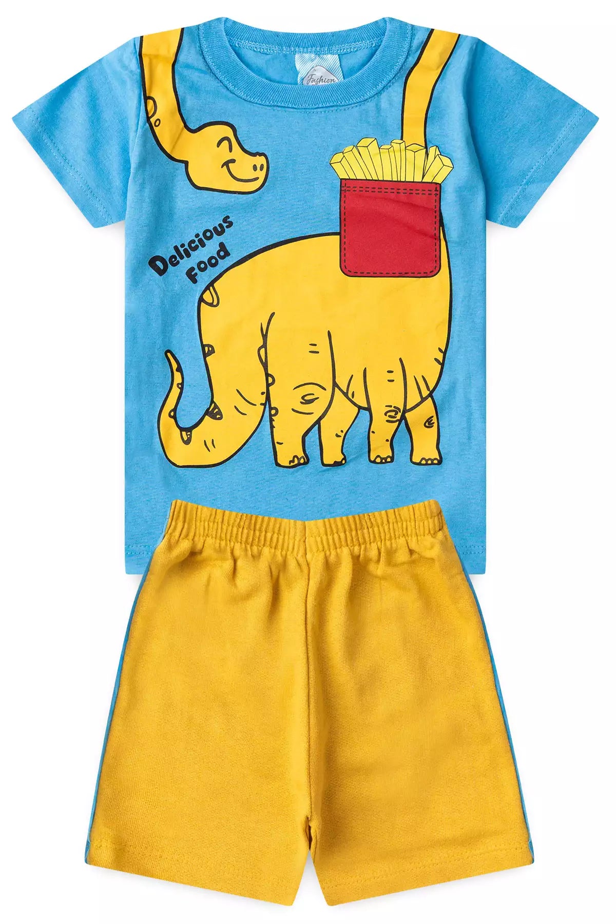 Conjunto de Verão Menino Dino Divertido Azul