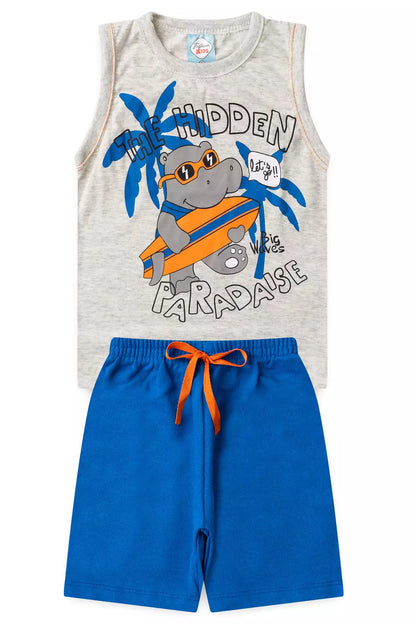 Conjunto de Verão Menino Hipopótamo Mescla