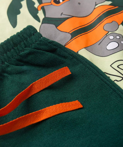 Conjunto de Verão Menino Hipopótamo Verde