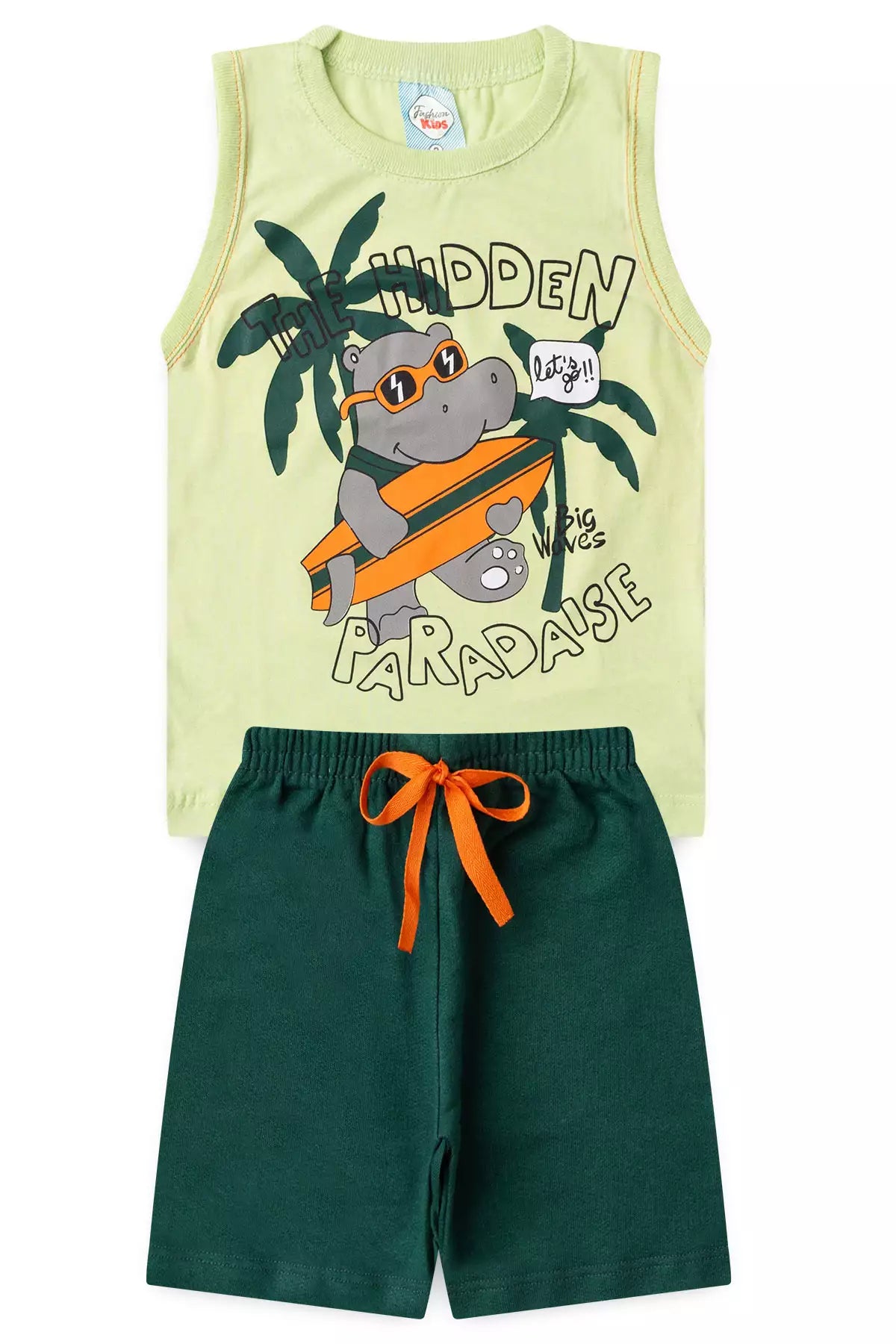 Conjunto de Verão Menino Hipopótamo Verde
