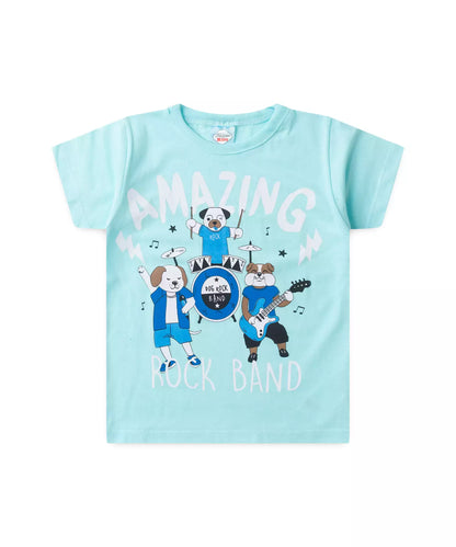 Conjunto de Verão Menino Rock Band Azul