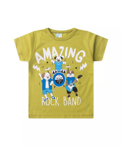 Conjunto de Verão Menino Rock Band Verde