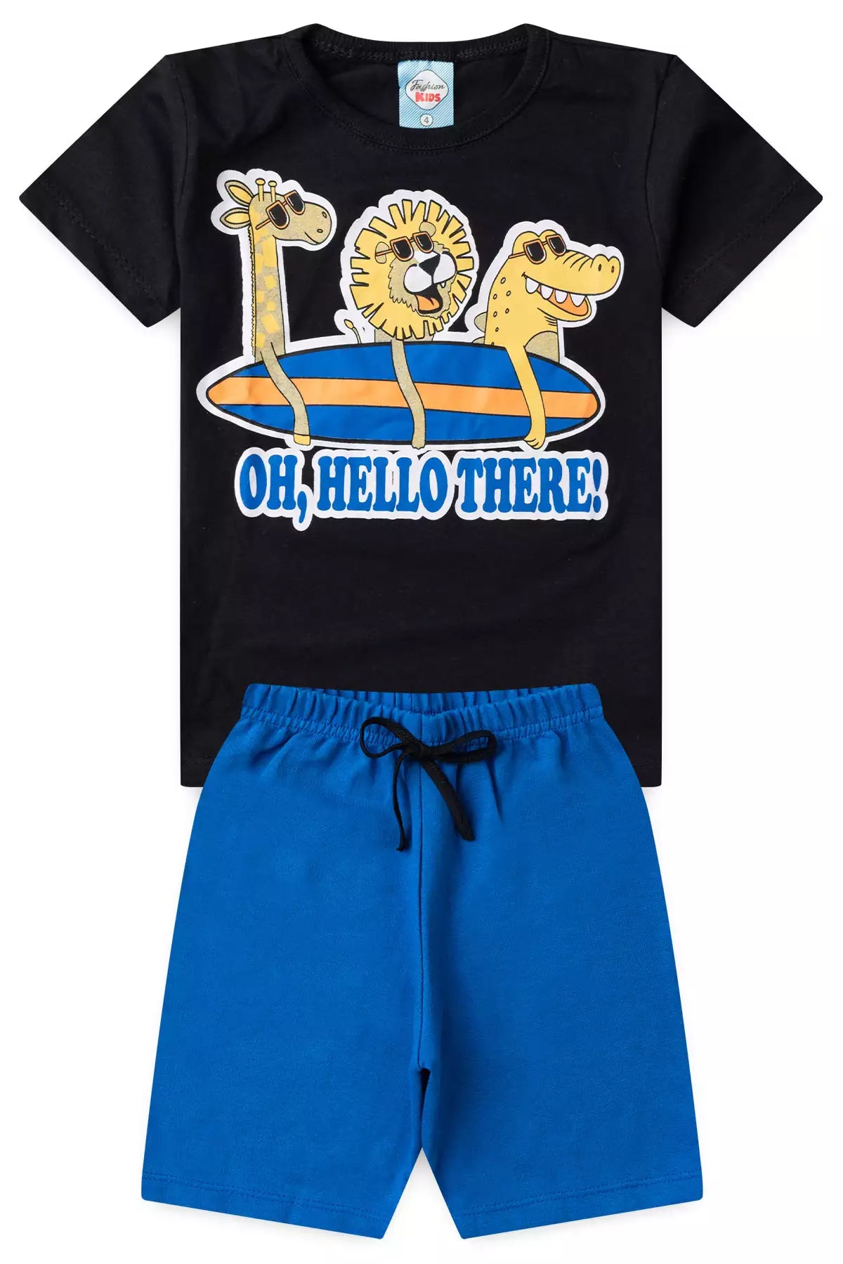 Conjunto de Verão Menino Safari Divertido Preto