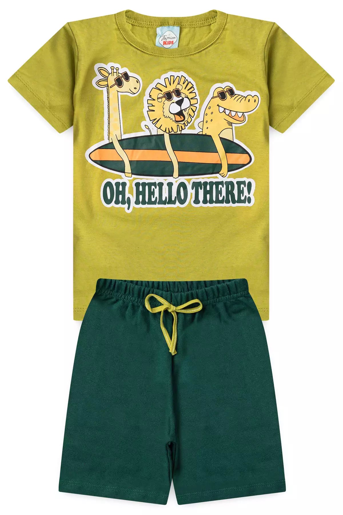 Conjunto de Verão Menino Safari Divertido Verde