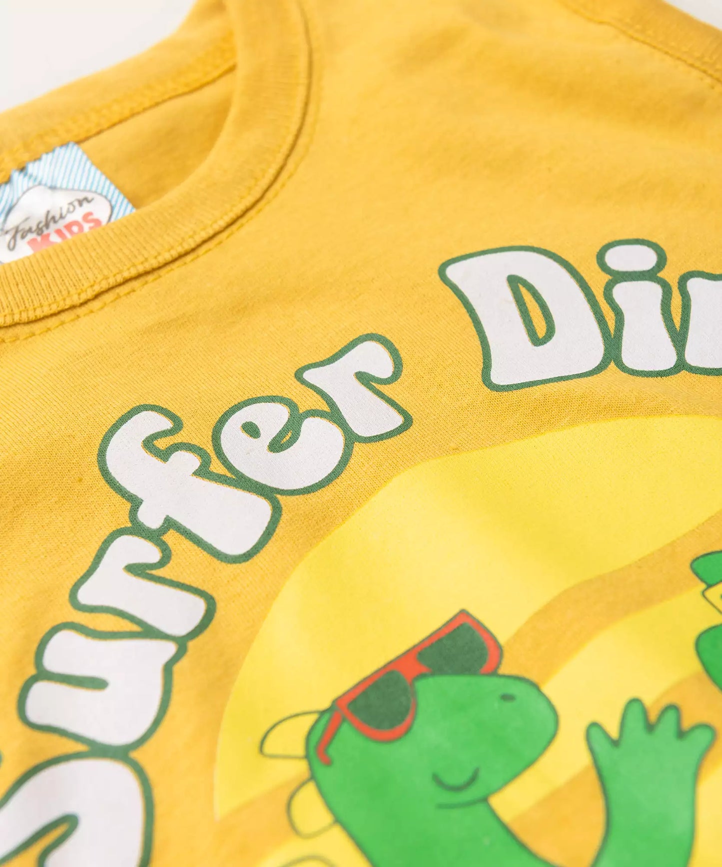 Conjunto de Verão Menino Surfer Dino Amarelo