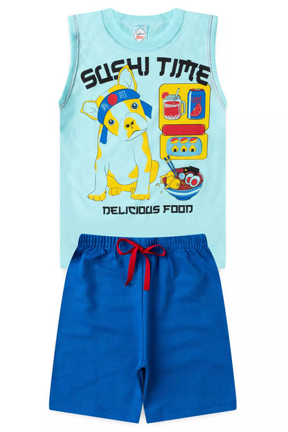 Conjunto de Verão Menino Sushi Time Azul