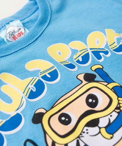 Conjunto de Verão Menino Tigre Mergulhador Azul