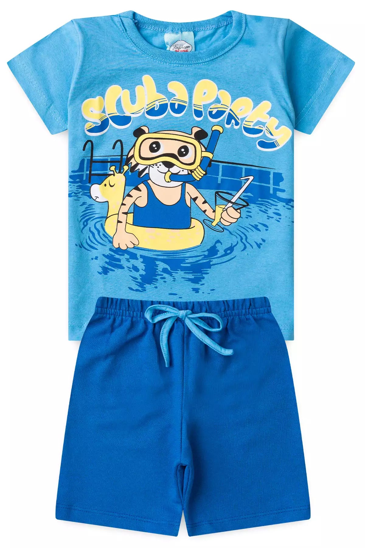 Conjunto de Verão Menino Tigre Mergulhador Azul
