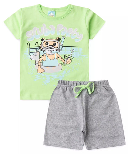 Conjunto de Verão Menino Tigre Mergulhador Verde
