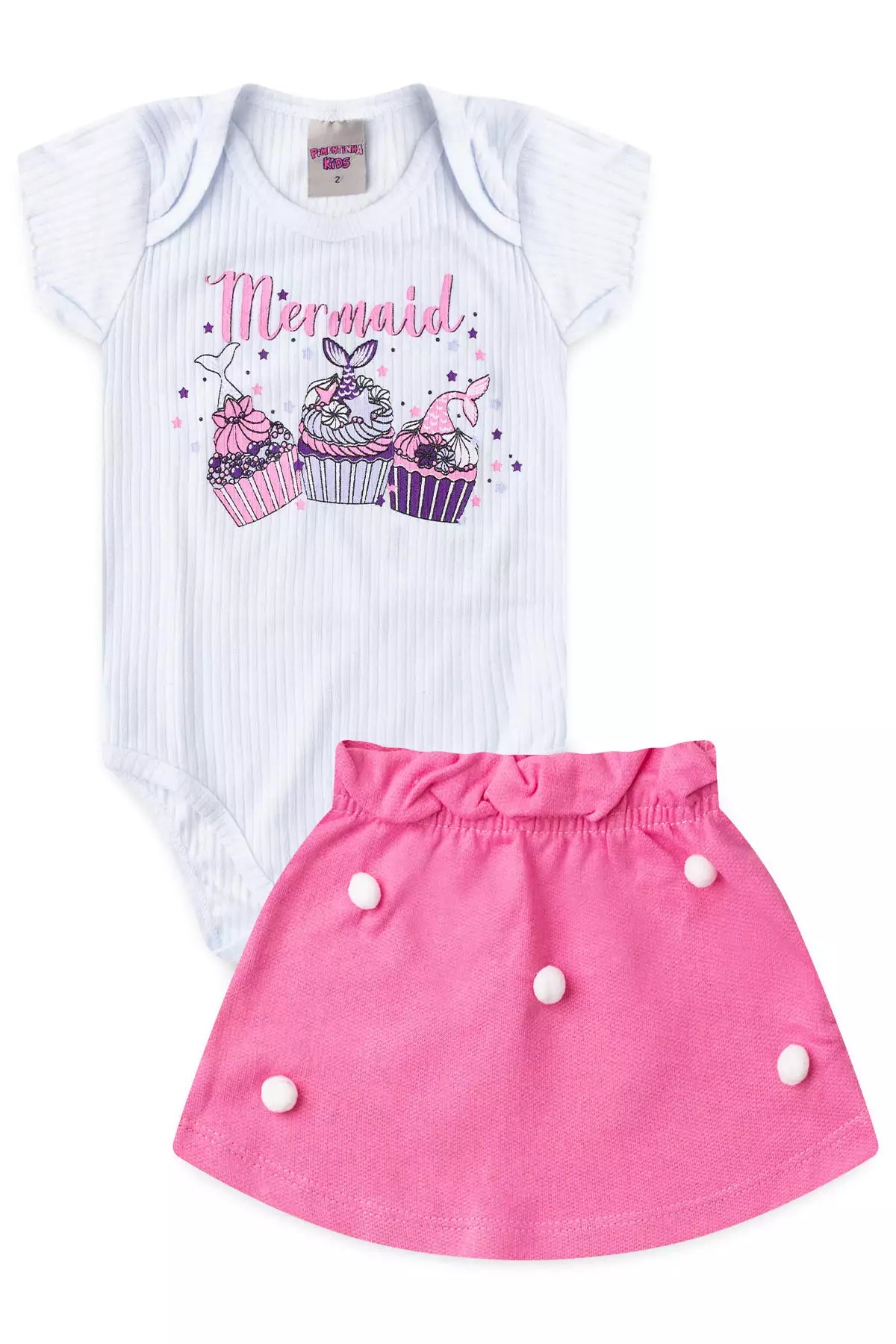 Conjunto de Verão para Bebê Menina Cupcake Branco
