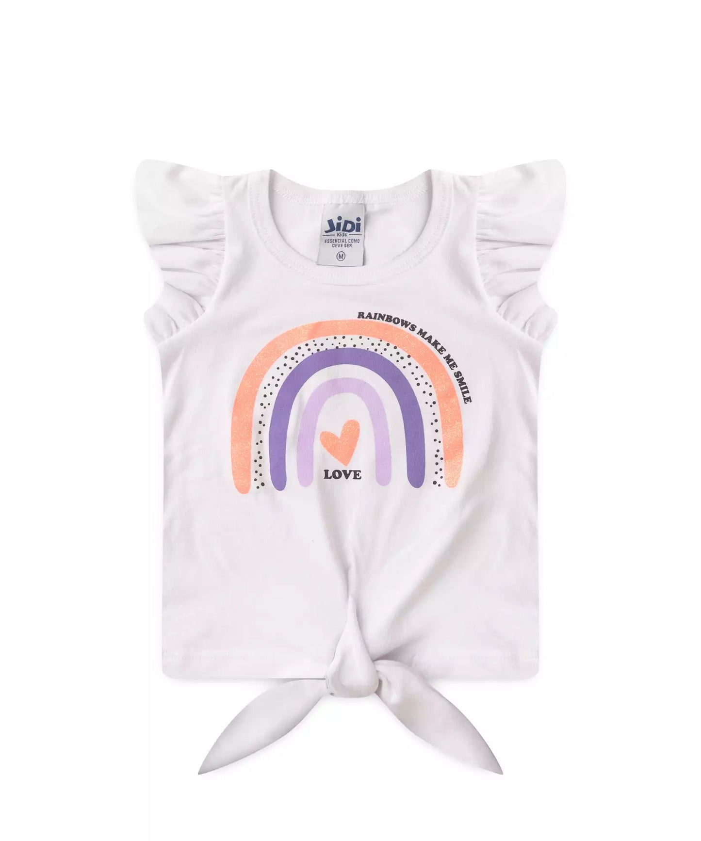 Conjunto de Verão para Bebê Menina no Arco-Íris em Branco