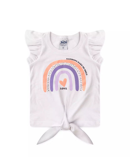 Conjunto de Verão para Bebê Menina no Arco-Íris em Branco