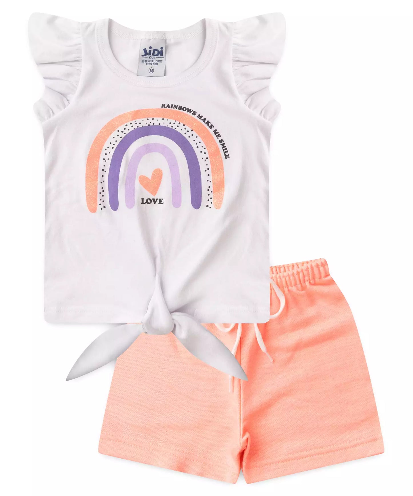 Conjunto de Verão para Bebê Menina no Arco-Íris em Branco