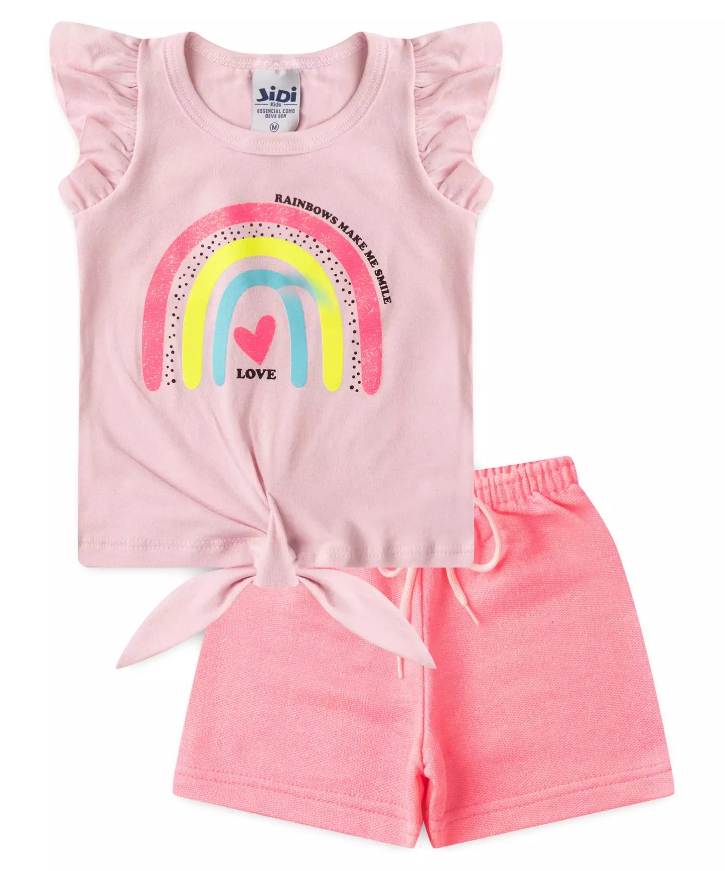 Conjunto de Verão para Bebê Menina no Arco-Íris em Rosa