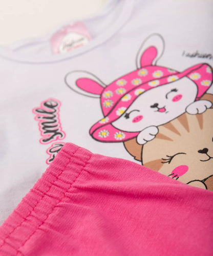 Conjunto de Verão para Bebê Menina Bichinhos Branco