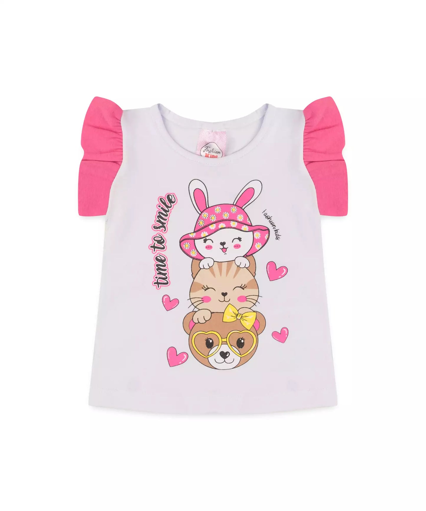 Conjunto de Verão para Bebê Menina Bichinhos Branco