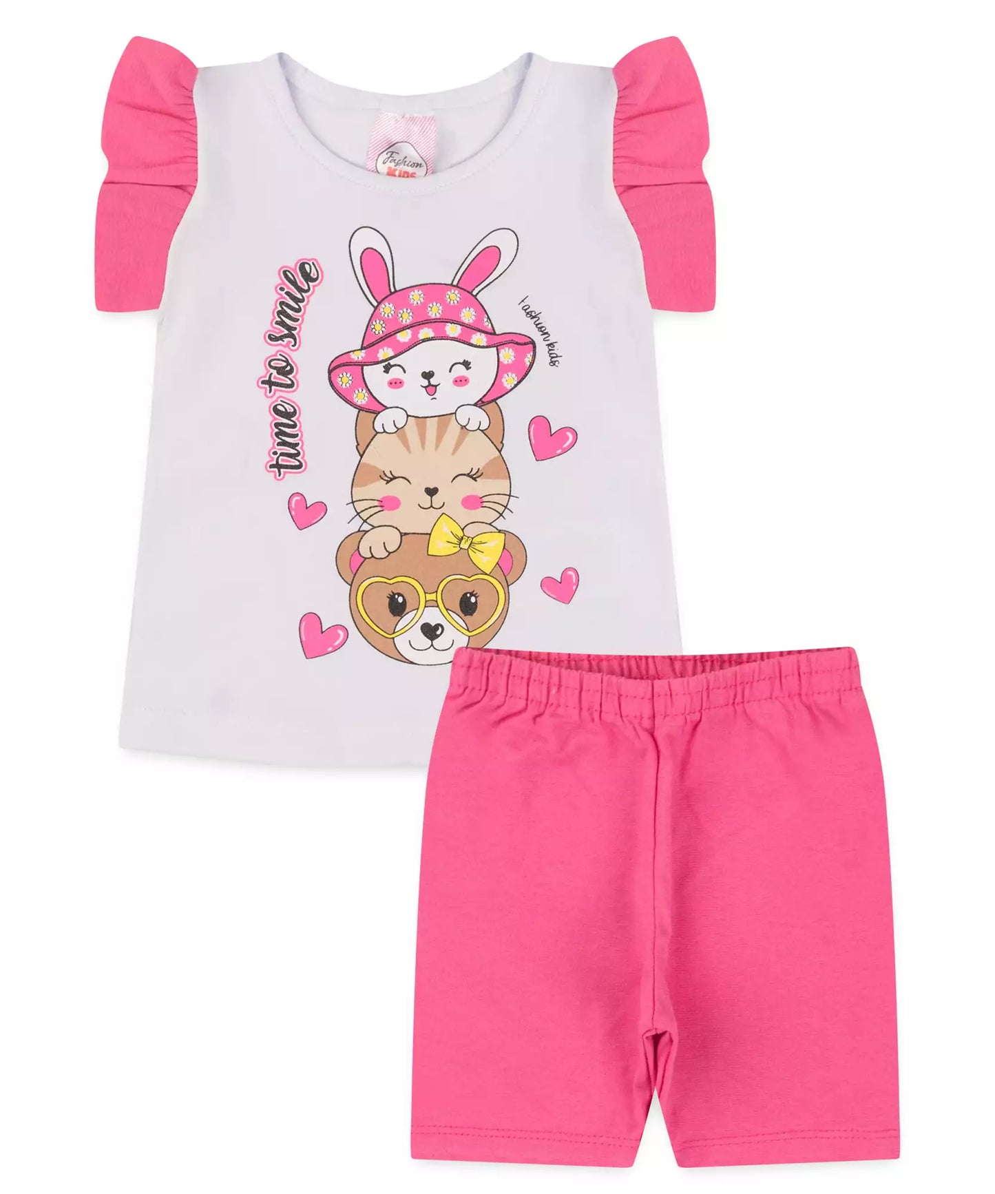 Conjunto de Verão para Bebê Menina Bichinhos Branco