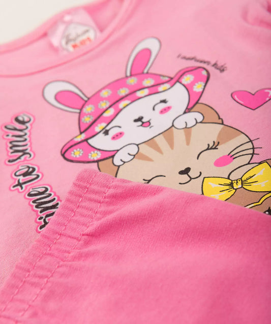 Conjunto de Verão para Bebê Menina Bichinhos Rosa