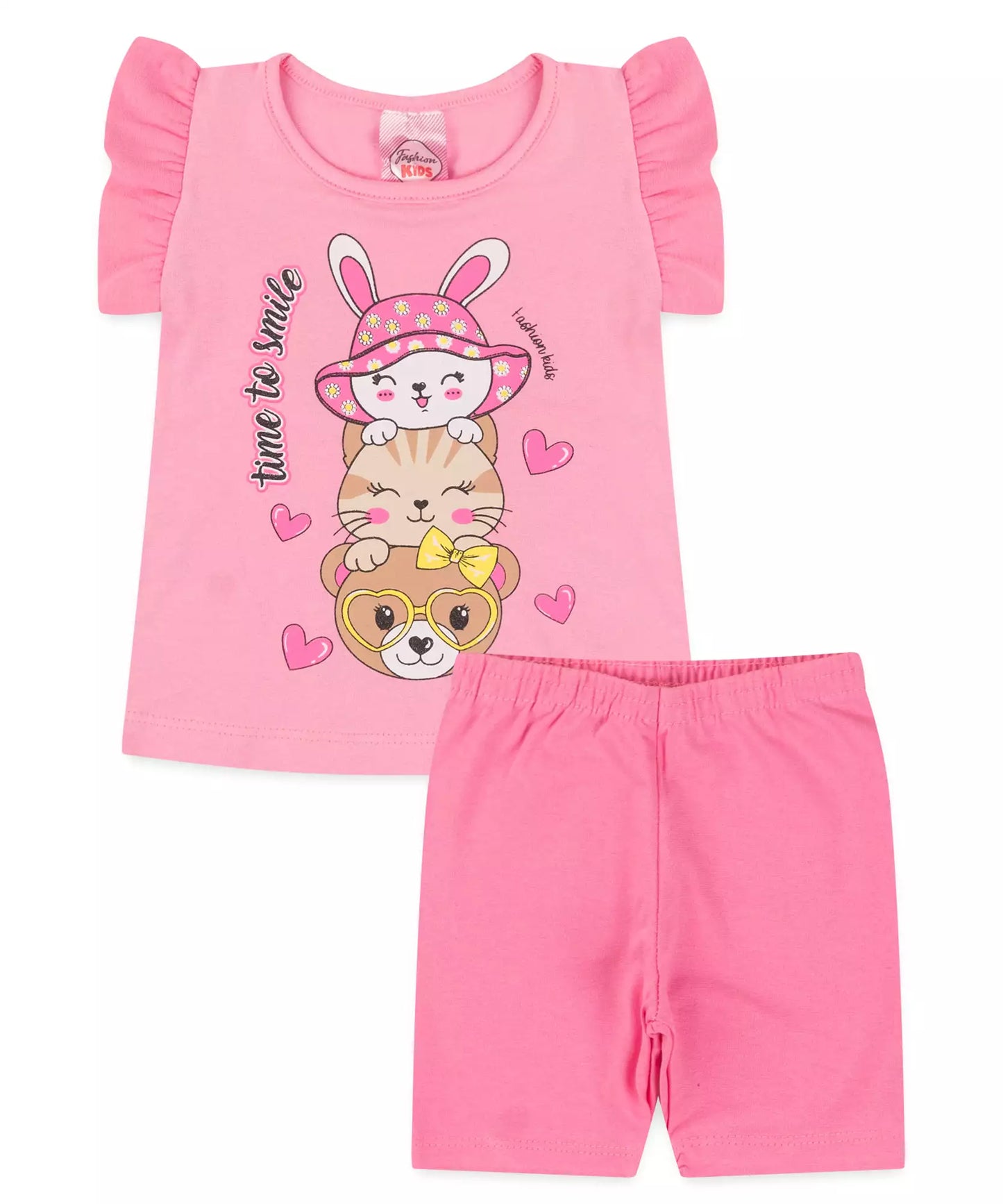 Conjunto de Verão para Bebê Menina Bichinhos Rosa