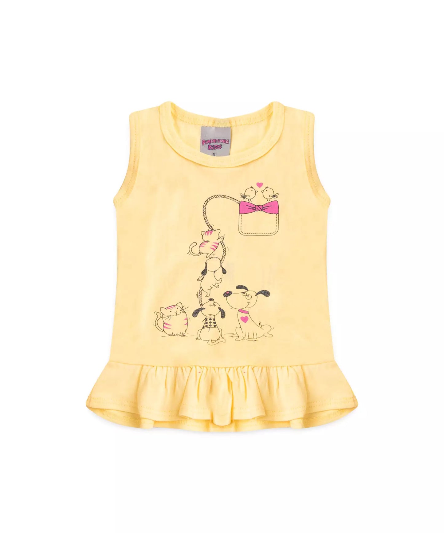 Conjunto de Verão para Bebê Menina Cachorrinhos Amarelo