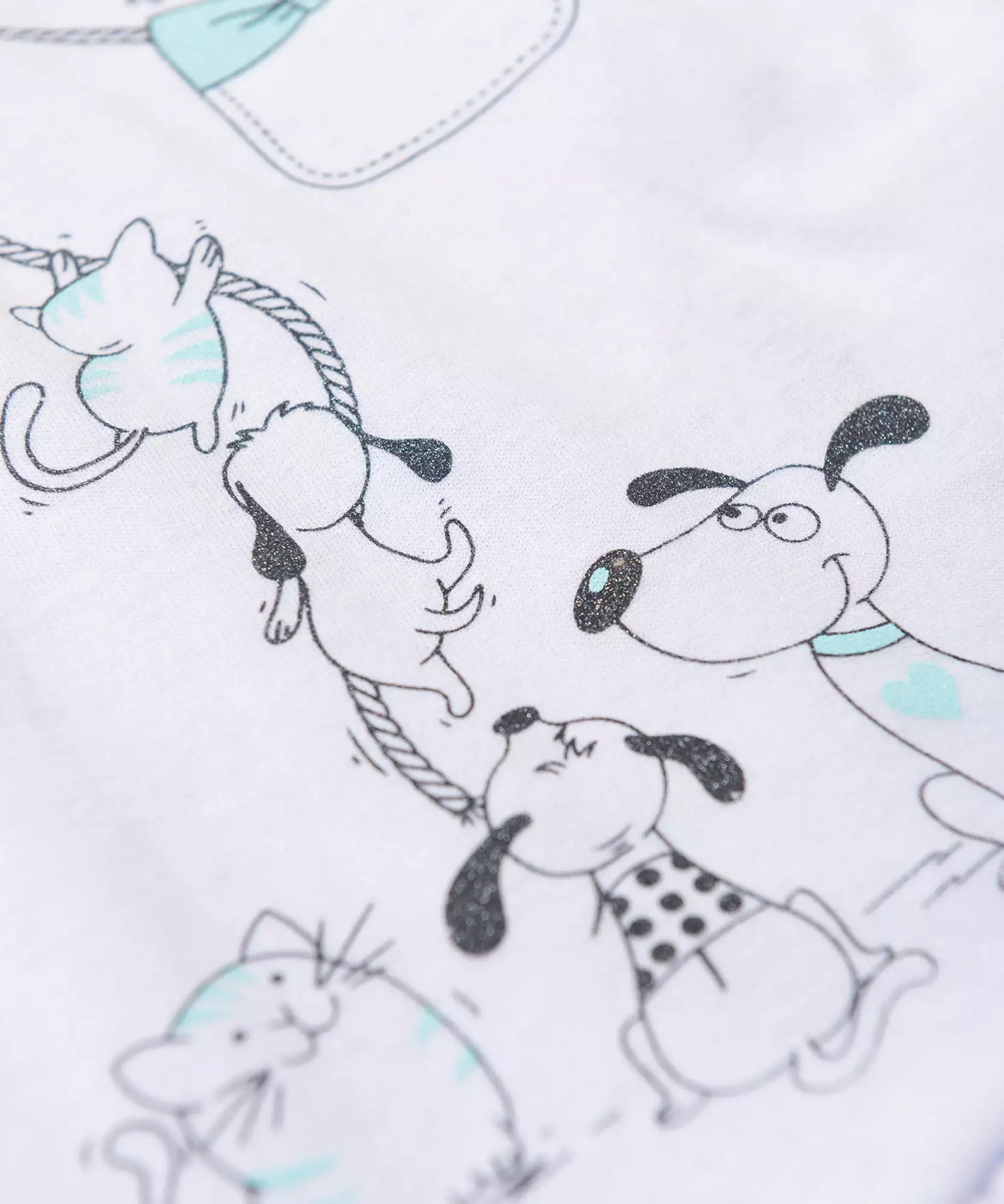 Conjunto de Verão para Bebê Menina Cachorrinhos Branco