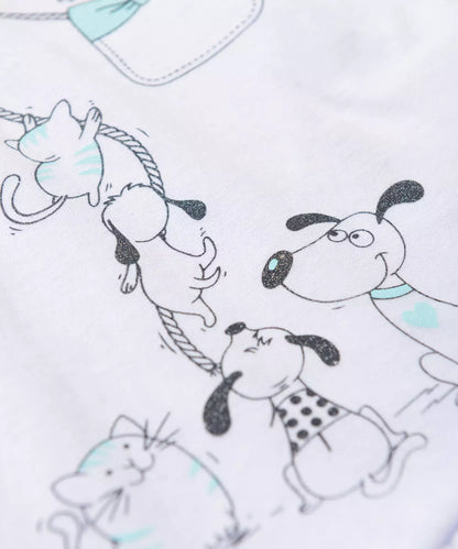 Conjunto de Verão para Bebê Menina Cachorrinhos Branco
