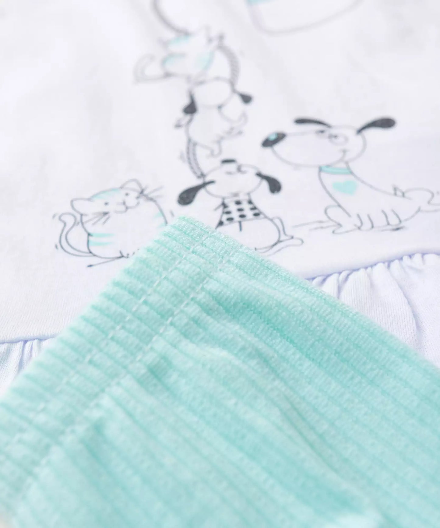 Conjunto de Verão para Bebê Menina Cachorrinhos Branco