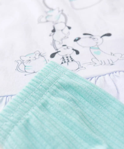 Conjunto de Verão para Bebê Menina Cachorrinhos Branco