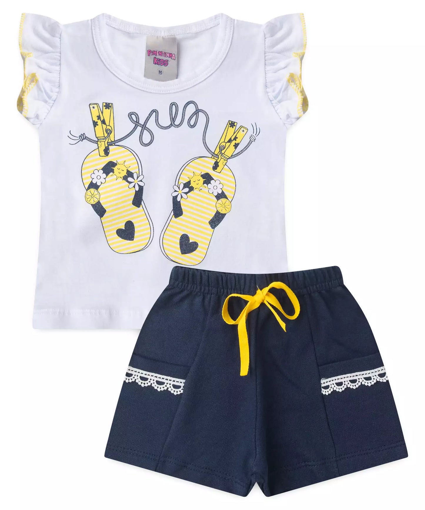 Conjunto de Verão para Bebê Menina Chinelo Branco