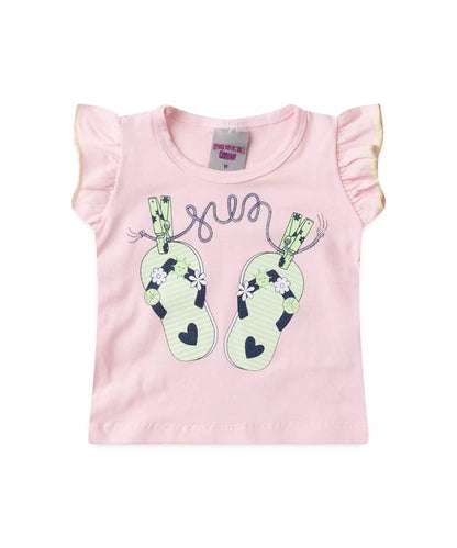 Conjunto de Verão para Bebê Menina Chinelo Rosa