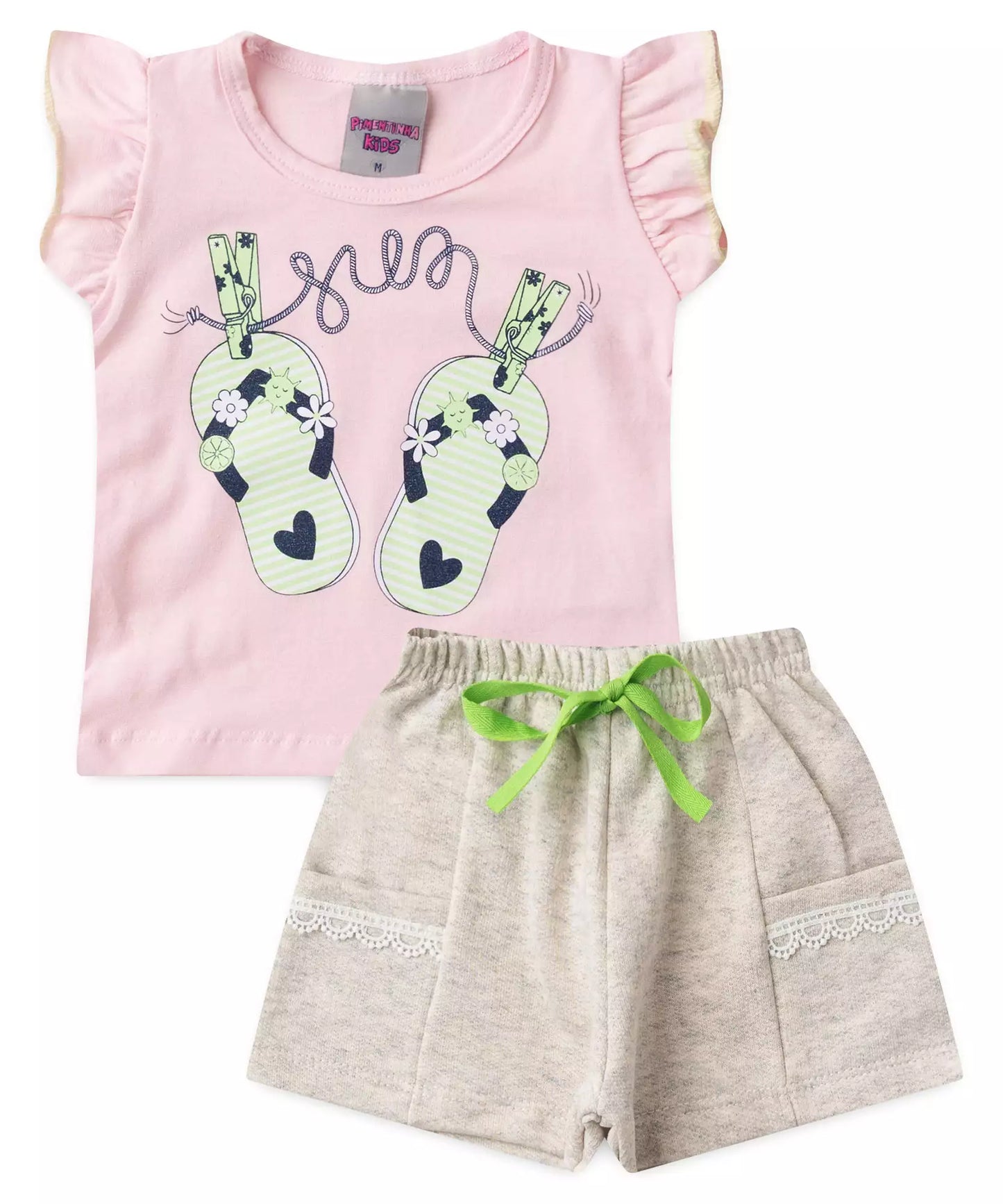Conjunto de Verão para Bebê Menina Chinelo Rosa