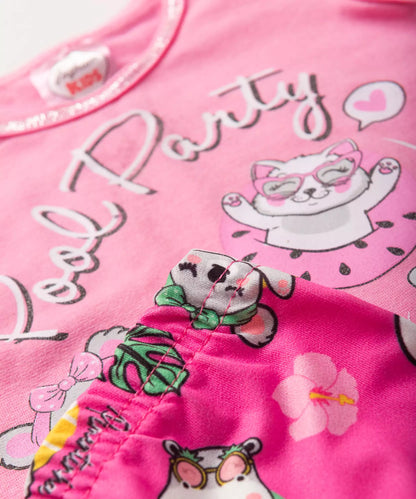 Conjunto de Verão para Bebê Menina Coala Rosa
