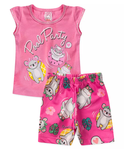 Conjunto de Verão para Bebê Menina Coala Rosa