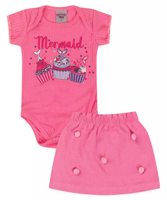 Conjunto de Verão para Bebê Menina Cupcake Rosa