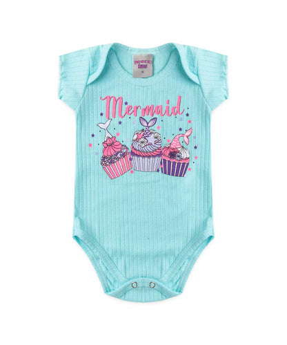 Conjunto de Verão para Bebê Menina Cupcake Verde Água