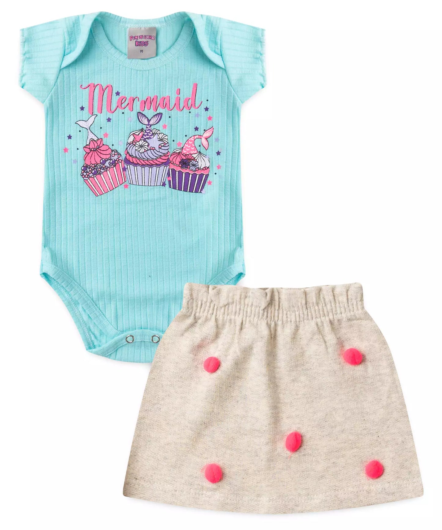 Conjunto de Verão para Bebê Menina Cupcake Verde Água