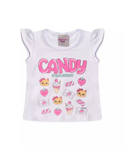 Conjunto de Verão para Bebê Menina Docinhos Branco