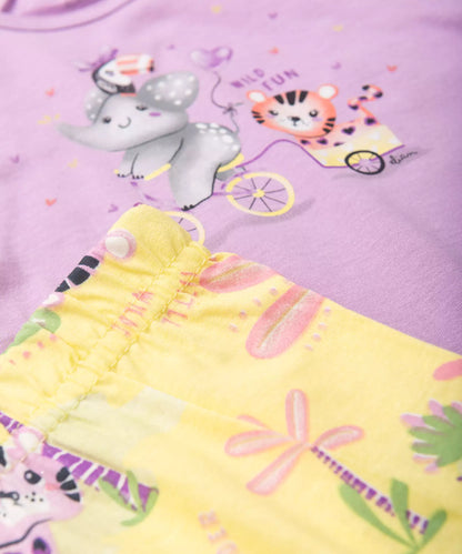 Conjunto de Verão para Bebê Menina Elefantinho Lilás