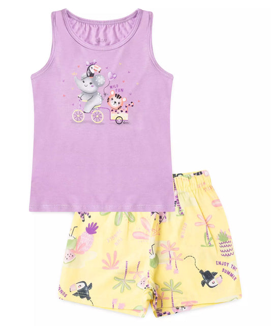 Conjunto de Verão para Bebê Menina Elefantinho Lilás