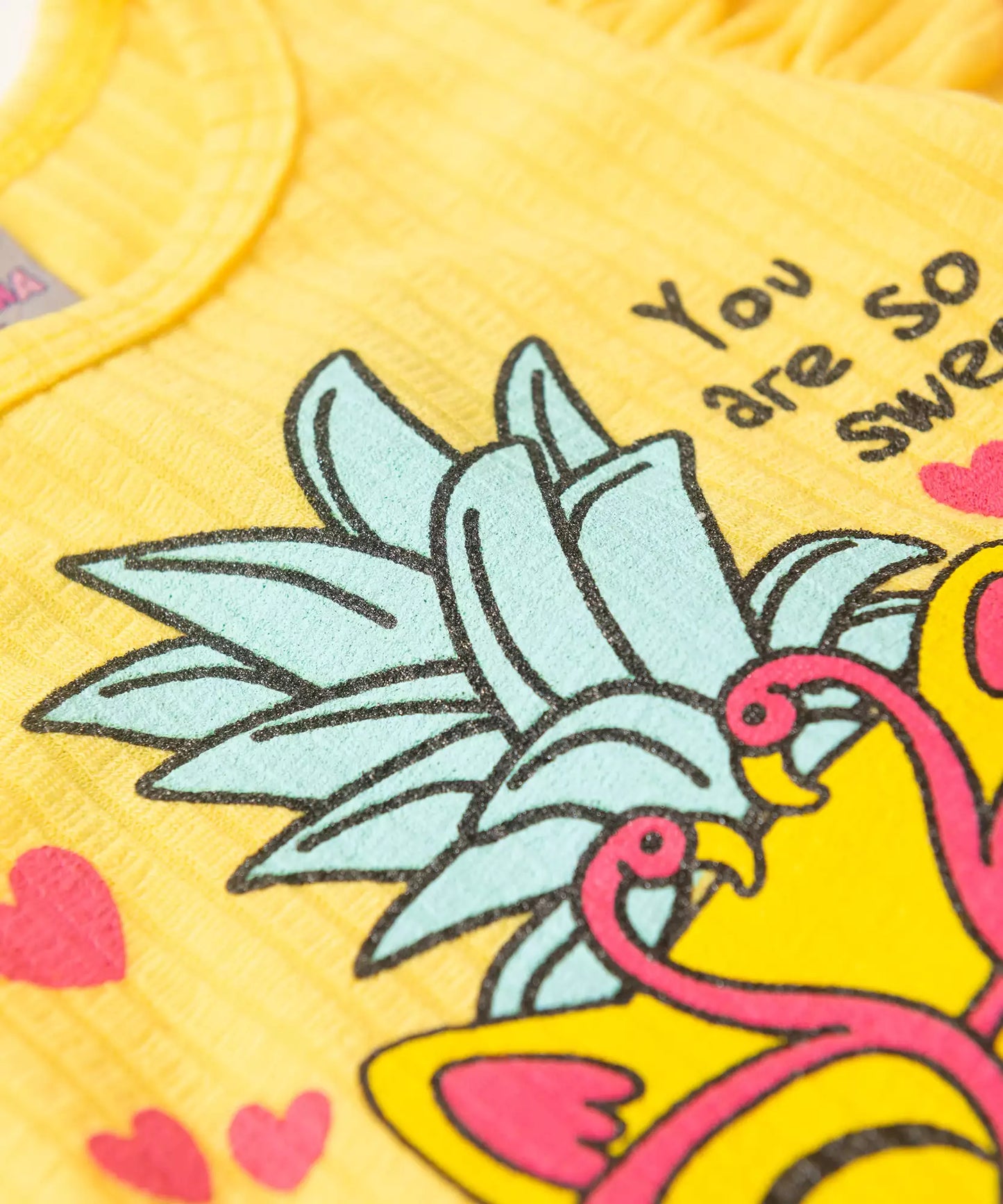 Conjunto de Verão para Bebê Menina no Gatinho no Amarelo