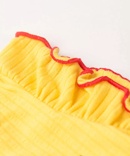 Conjunto de Verão para Bebê Menina no Gatinho no Amarelo