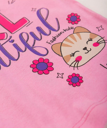 Conjunto de Verão para Bebê Menina Gatinho no Rosa