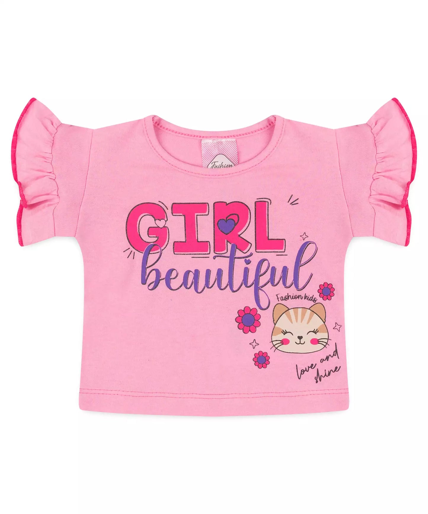 Conjunto de Verão para Bebê Menina Gatinho no Rosa