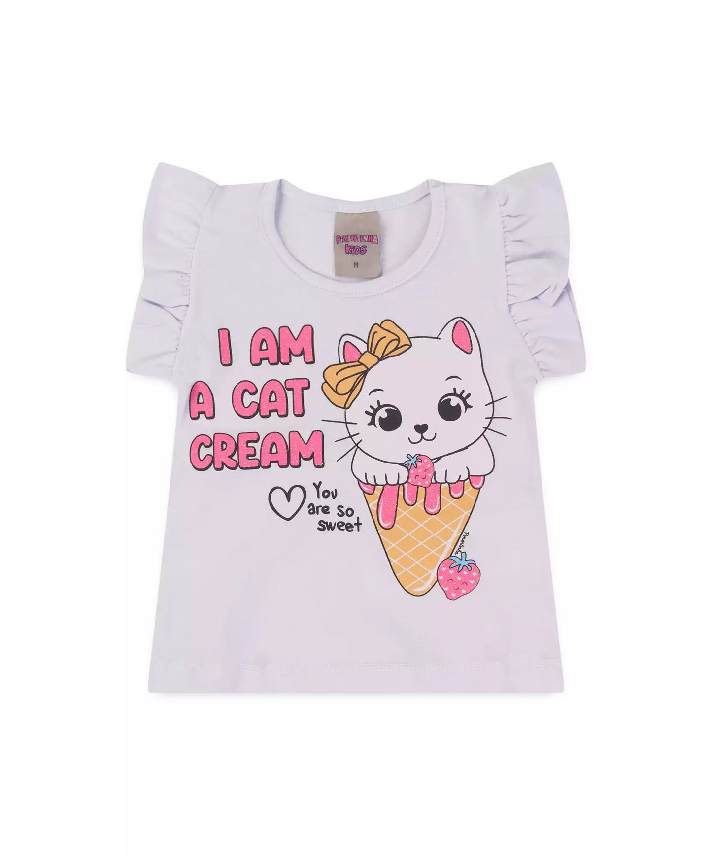 Conjunto de Verão para Bebê Menina Gato Branco