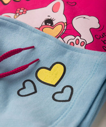 Conjunto de Verão para Bebê Menina Gato Pink