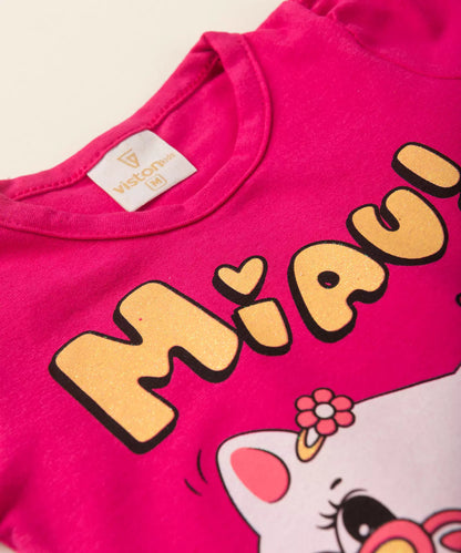 Conjunto de Verão para Bebê Menina Gato Pink