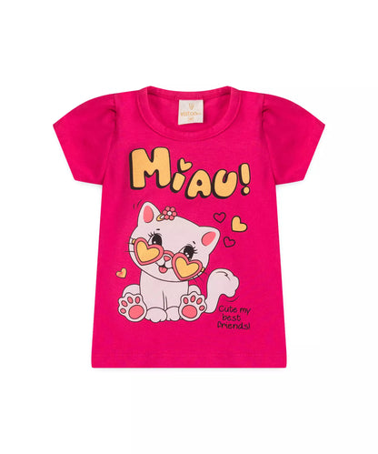 Conjunto de Verão para Bebê Menina Gato Pink
