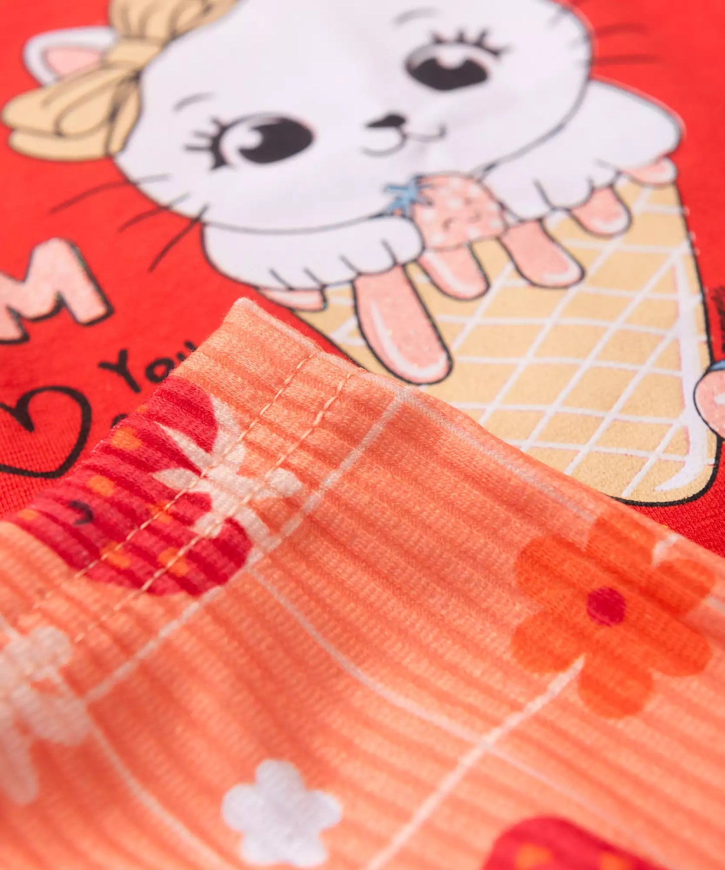 Conjunto de Verão para Bebê Menina Gato Vermelho