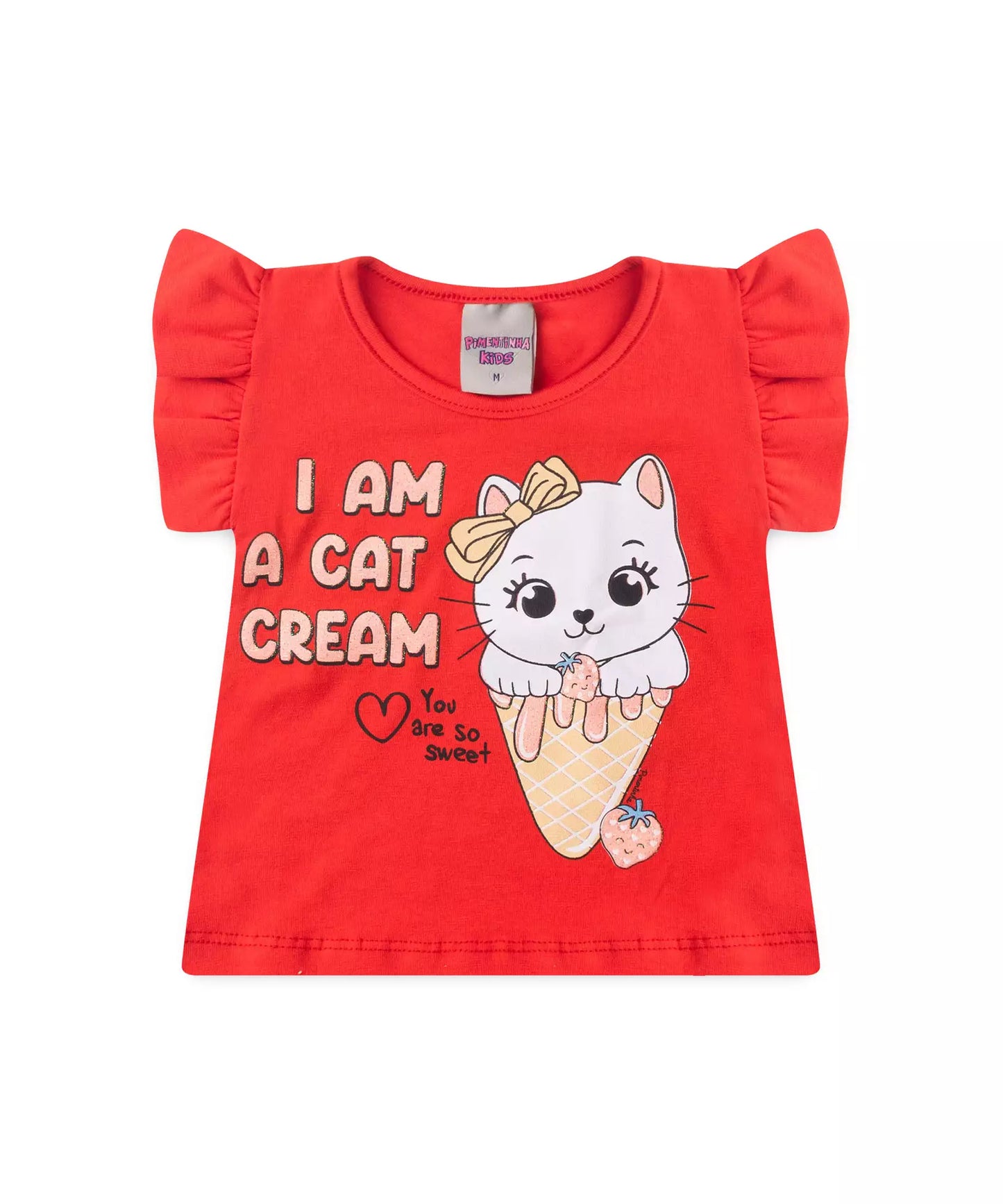 Conjunto de Verão para Bebê Menina Gato Vermelho