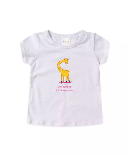 Conjunto de Verão para Bebê Menina Girafinha Branca
